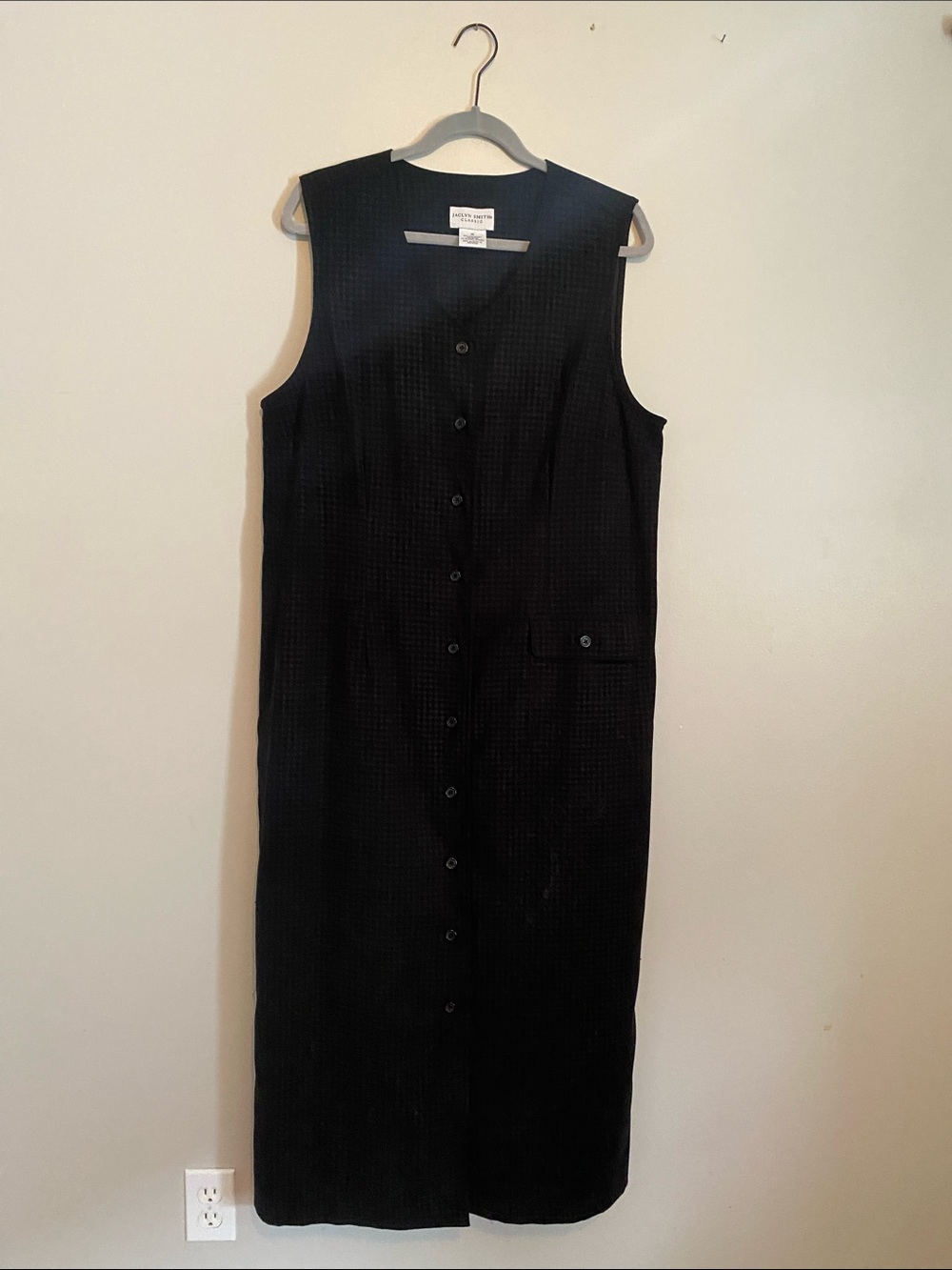 Jaclyn Smith Black Sleeveless Button-Front Midi Dress